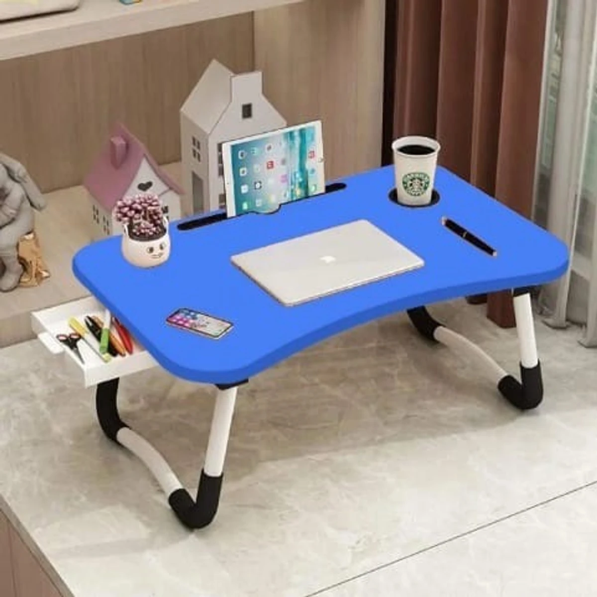 Foldable Laptop Table And Kids Reading Table Blue