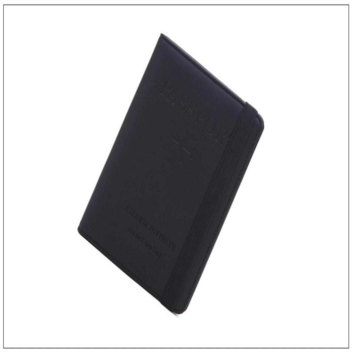 Artificial Leather Credit Card Holder Travel Passport Cover Wallet Black