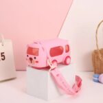 Cute Panda Bus Shaped Water Bottle – 500ml BPA-Free Kids Drink Bottle pink